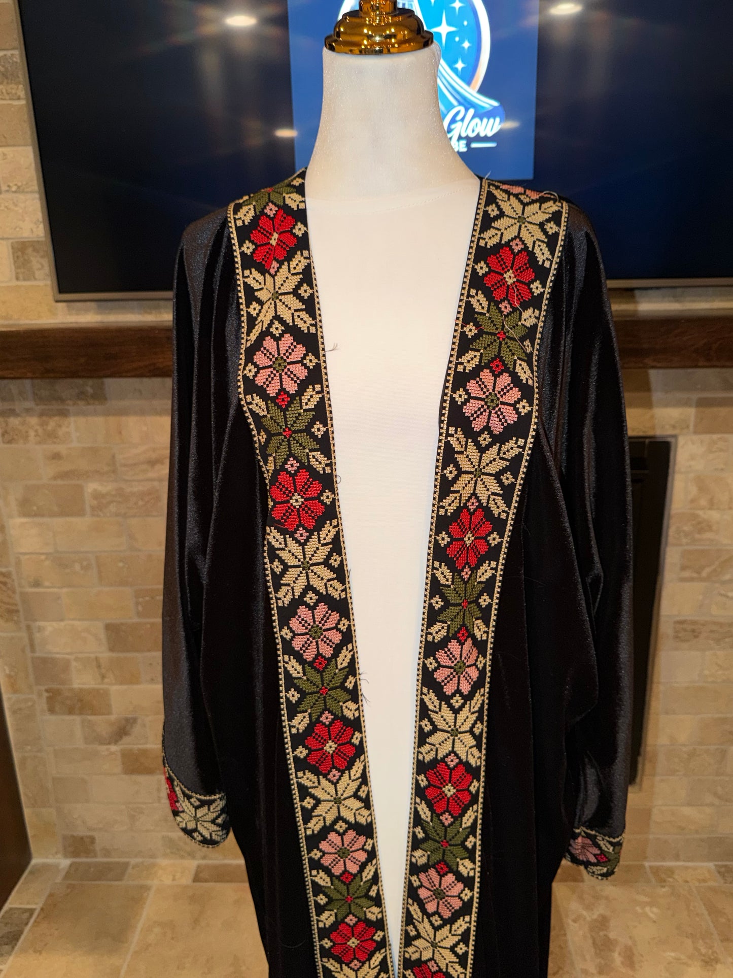 Velvet Black Gold Multicolor Palestinian Besht