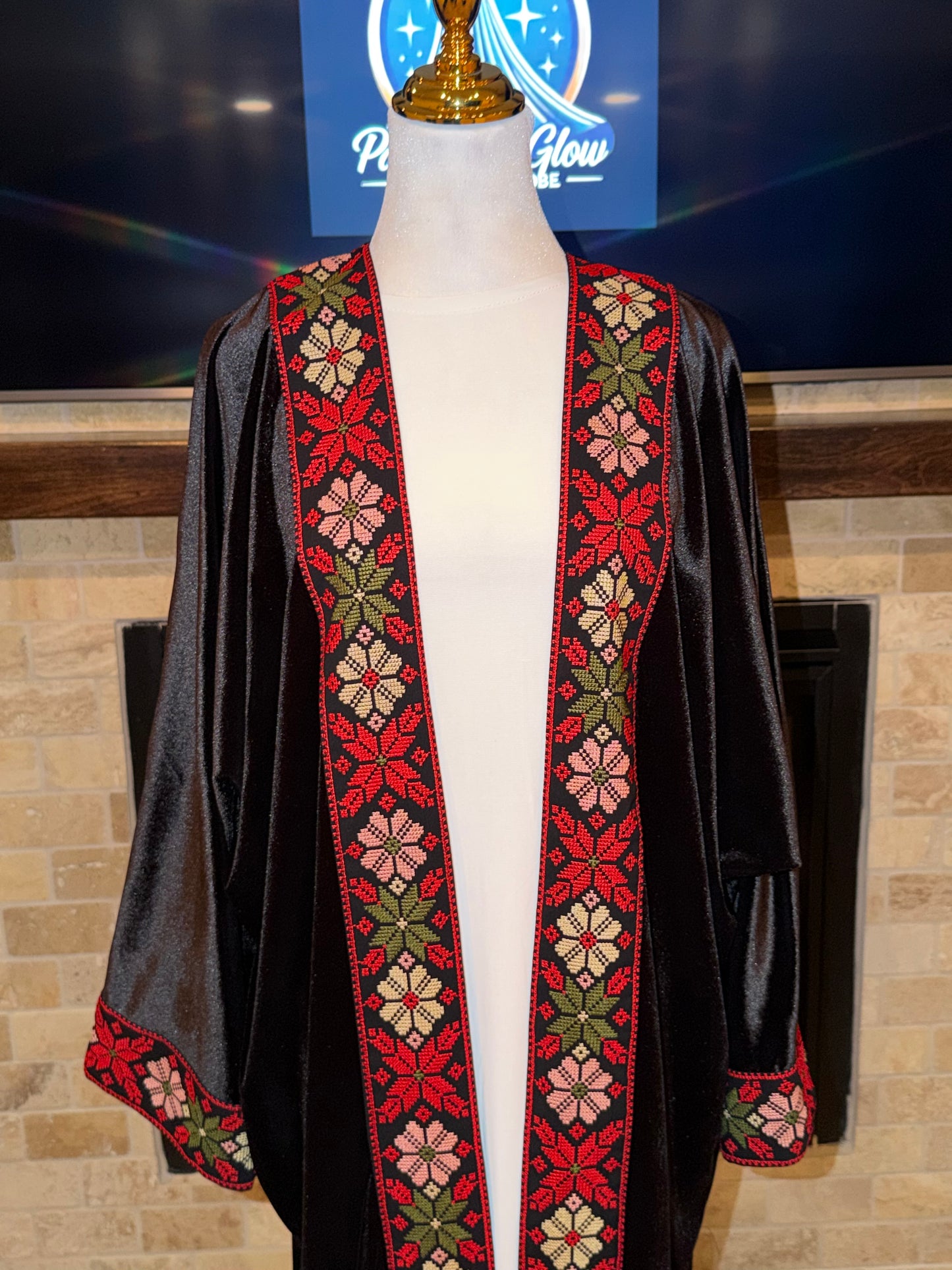 Velvet Black Red Multicolor Palestinian Besht