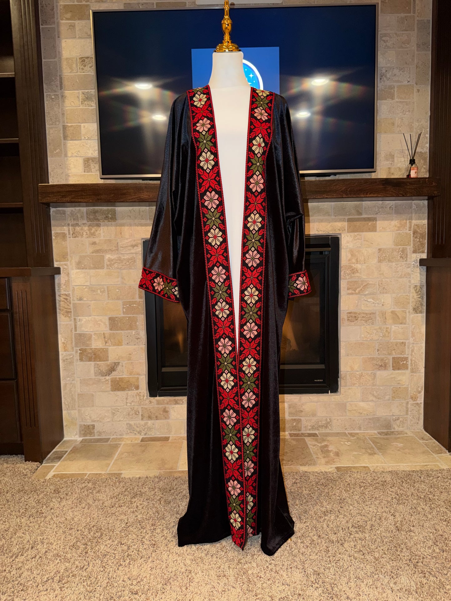 Velvet Black Red Multicolor Palestinian Besht