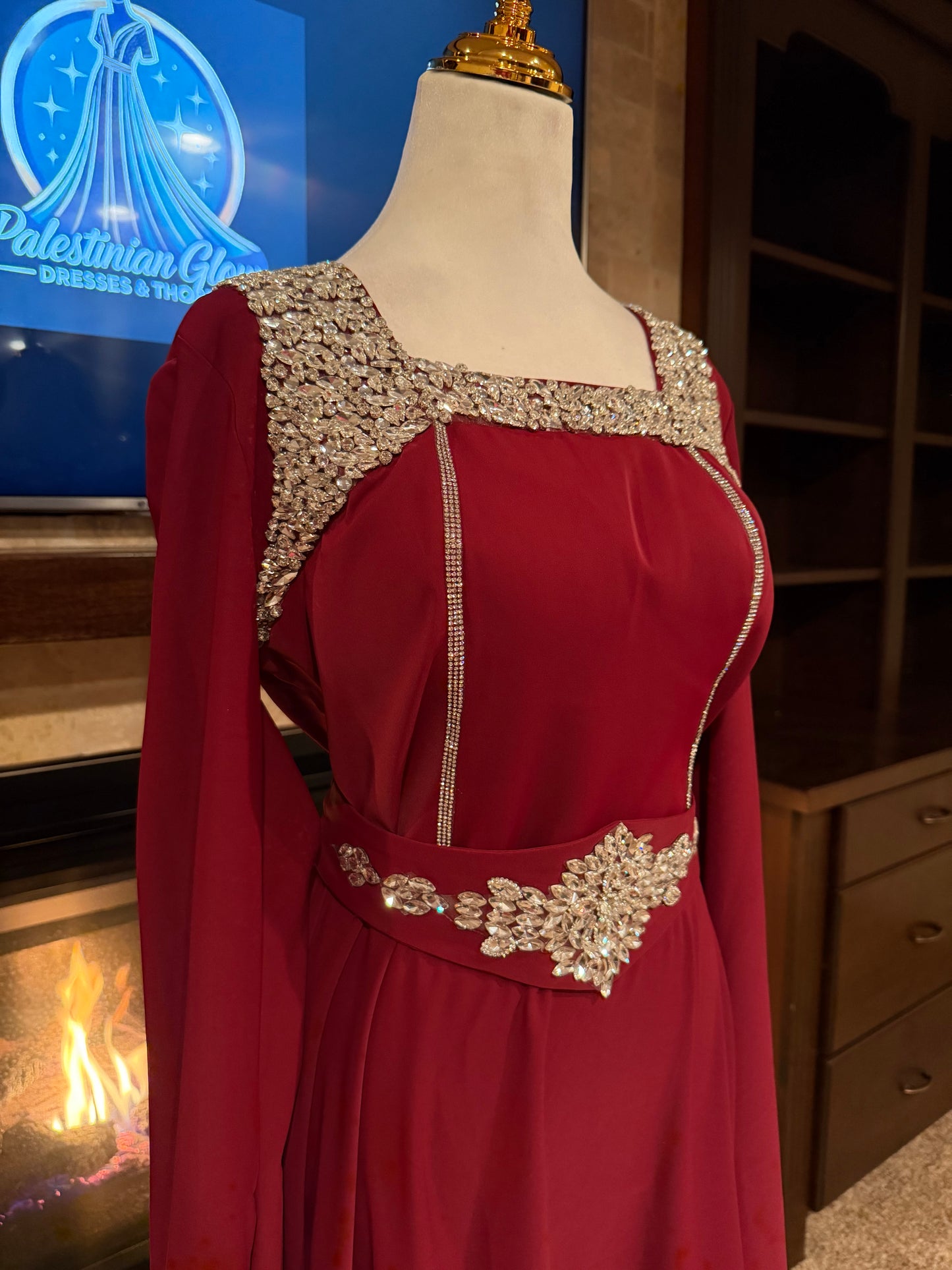 Crystal Women’s Sparkling Evening Maxi Dress – فستان