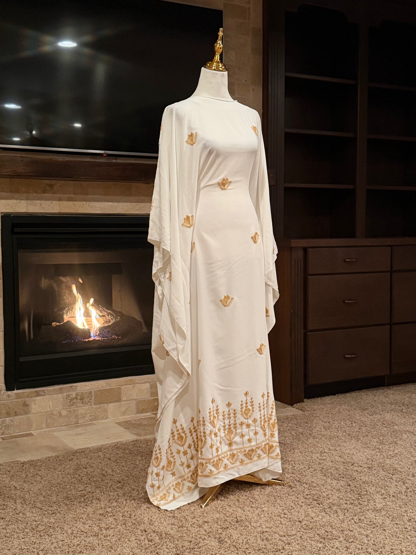 Golden Bloom Butterfly Abaya