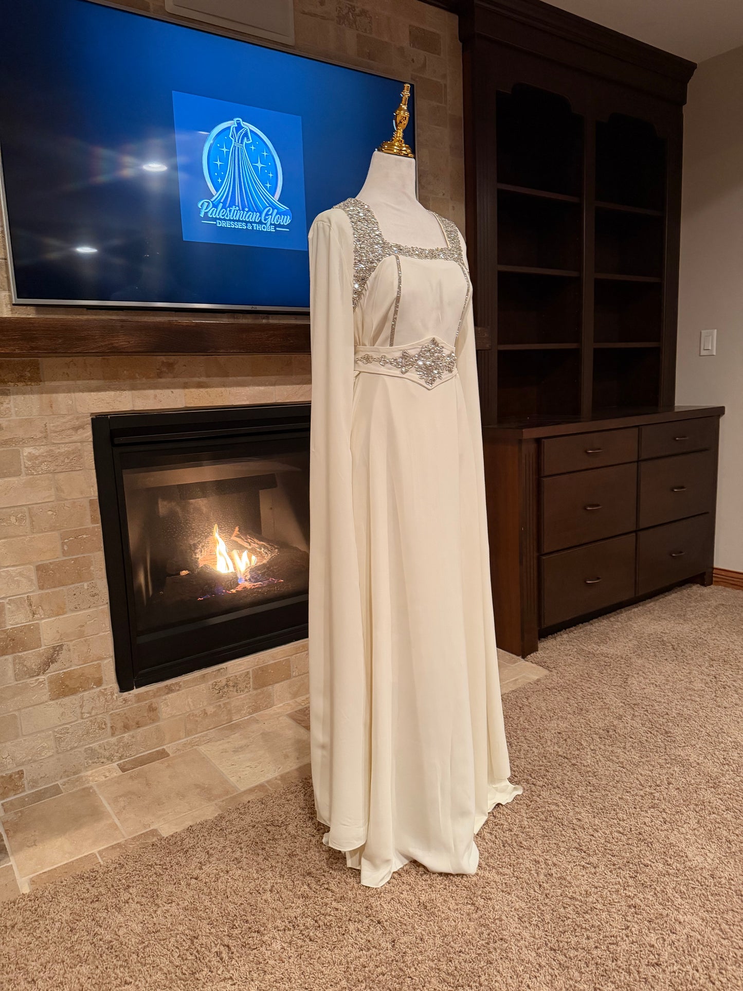 Crystal Women’s Sparkling Evening Maxi Dress – فستان