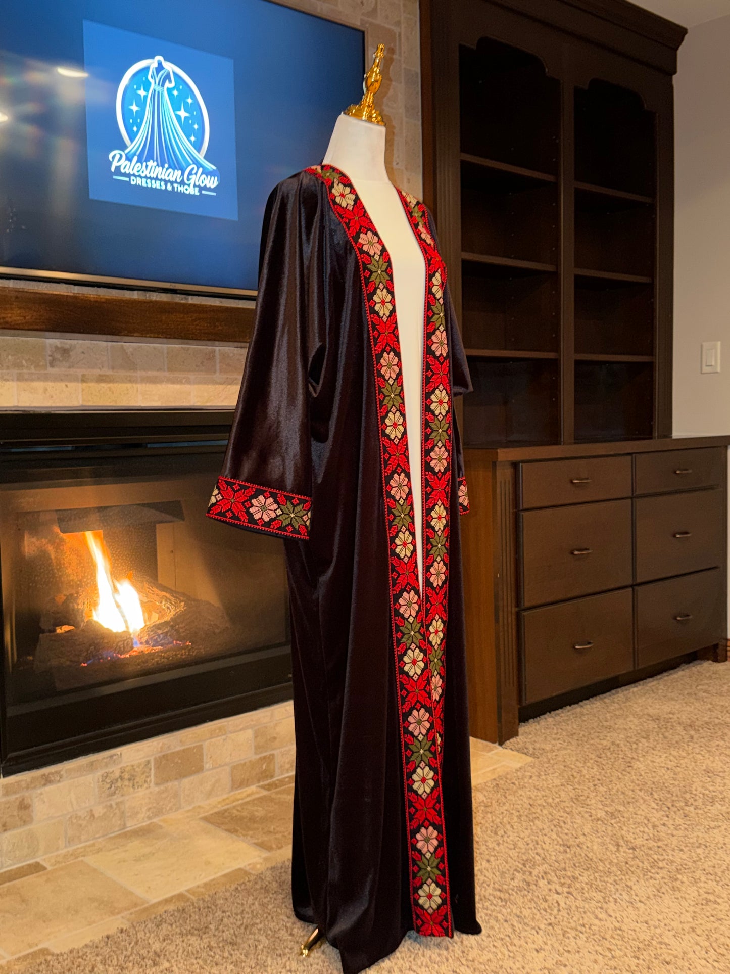 Velvet Black Red Multicolor Palestinian Besht