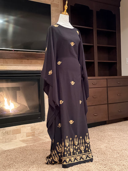 Golden Bloom Butterfly Abaya