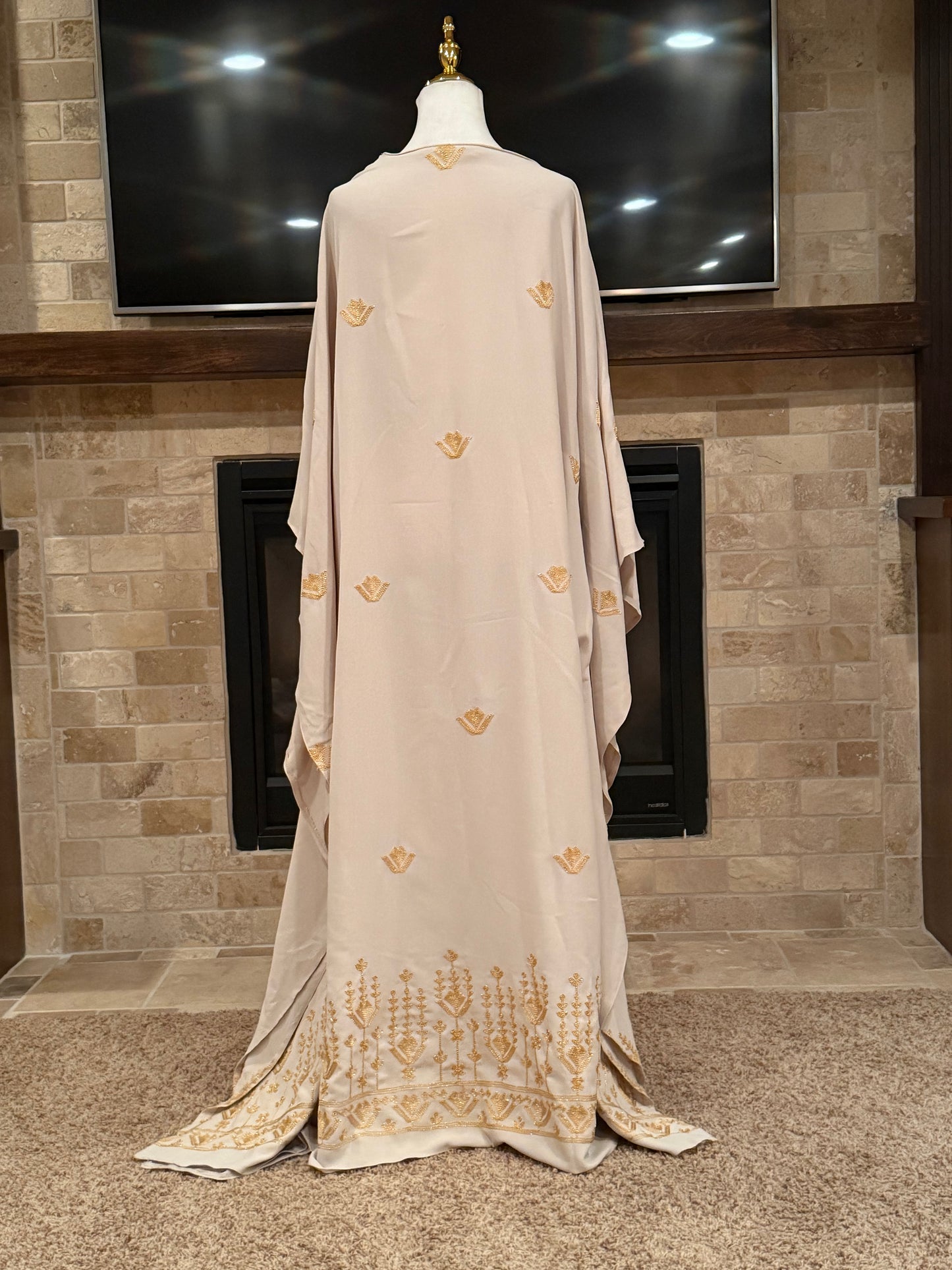 Golden Bloom Butterfly Abaya