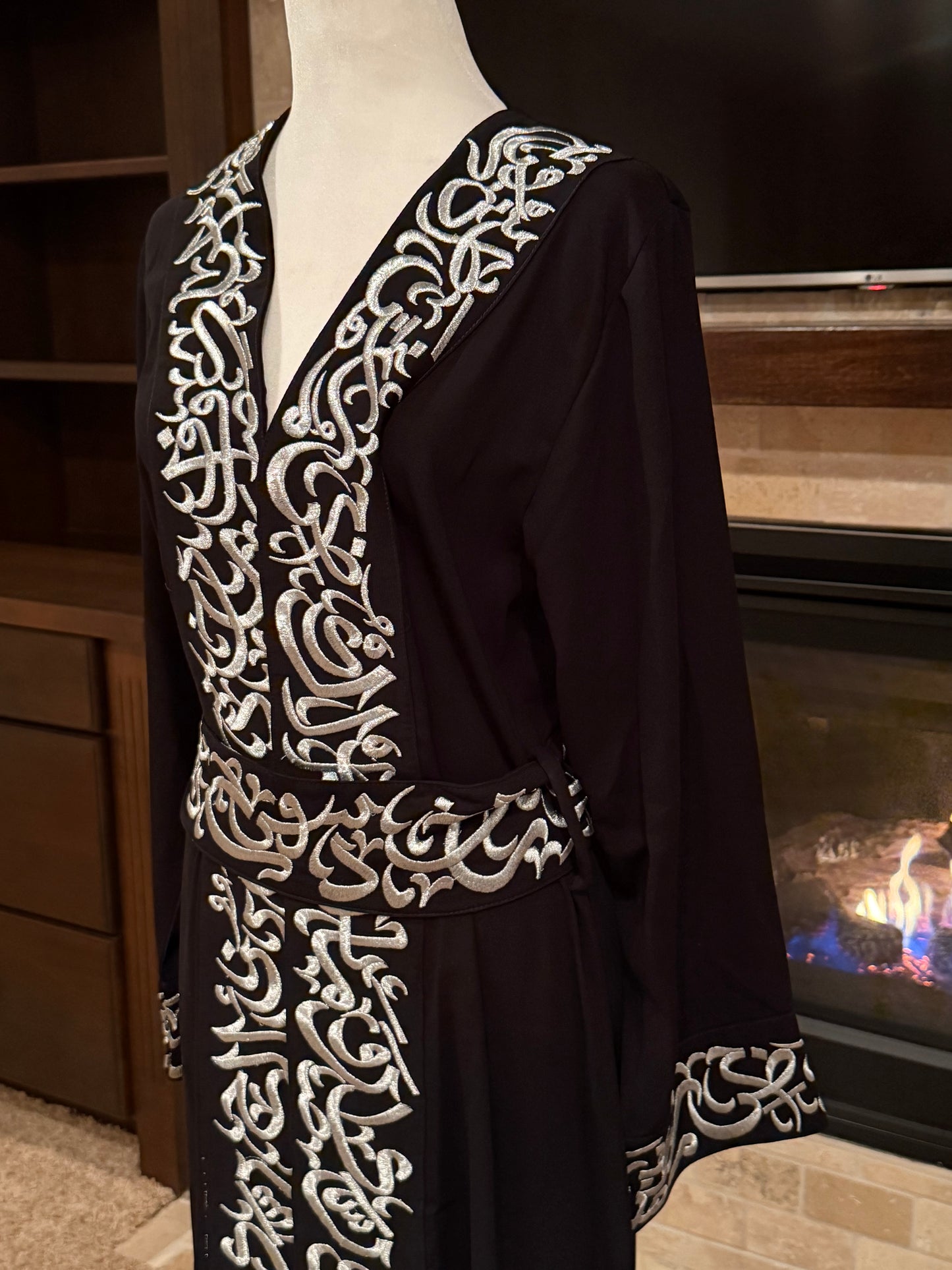 Arabic Calligraphy Open Abaya
