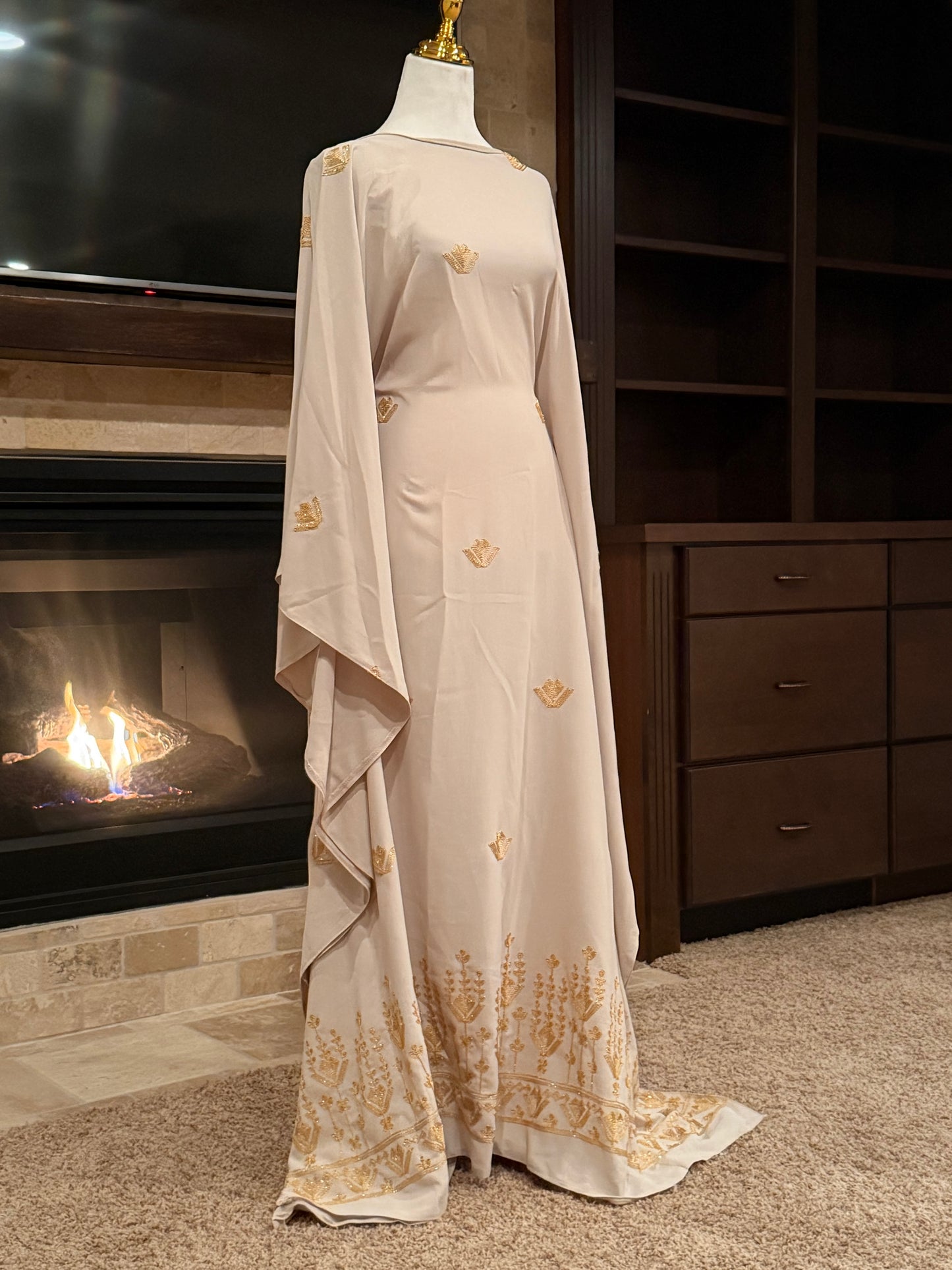 Golden Bloom Butterfly Abaya