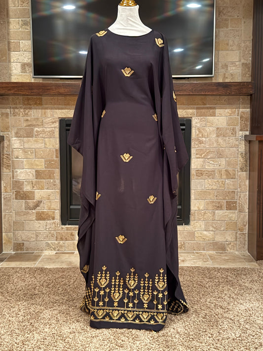 Golden Bloom Butterfly Abaya