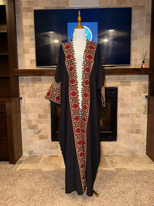 Black Gold Floral Embroidered Palestinian Besht