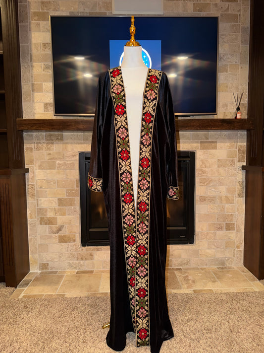 Velvet Black Gold Multicolor Palestinian Besht