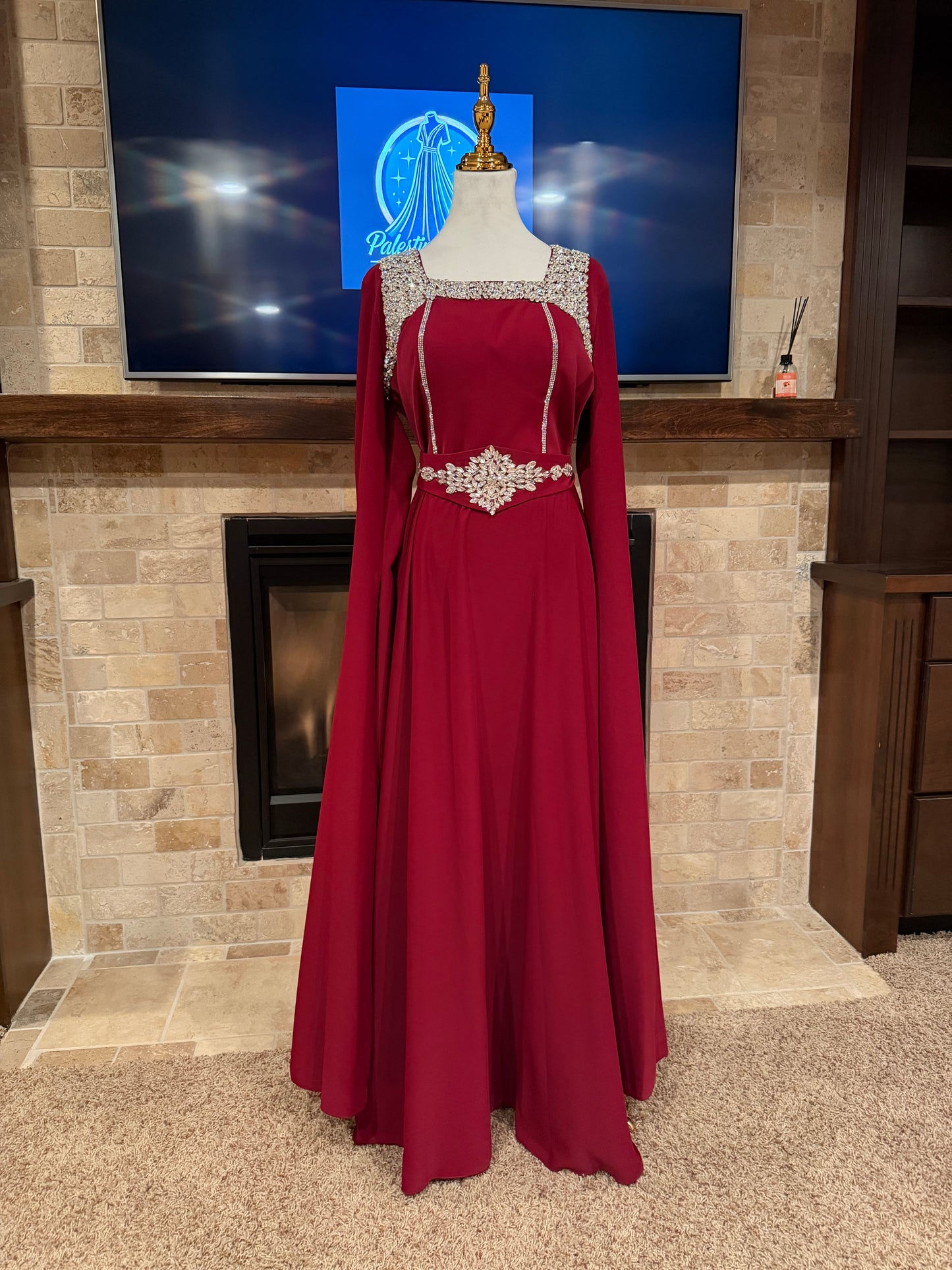 Crystal Women’s Sparkling Evening Maxi Dress – فستان