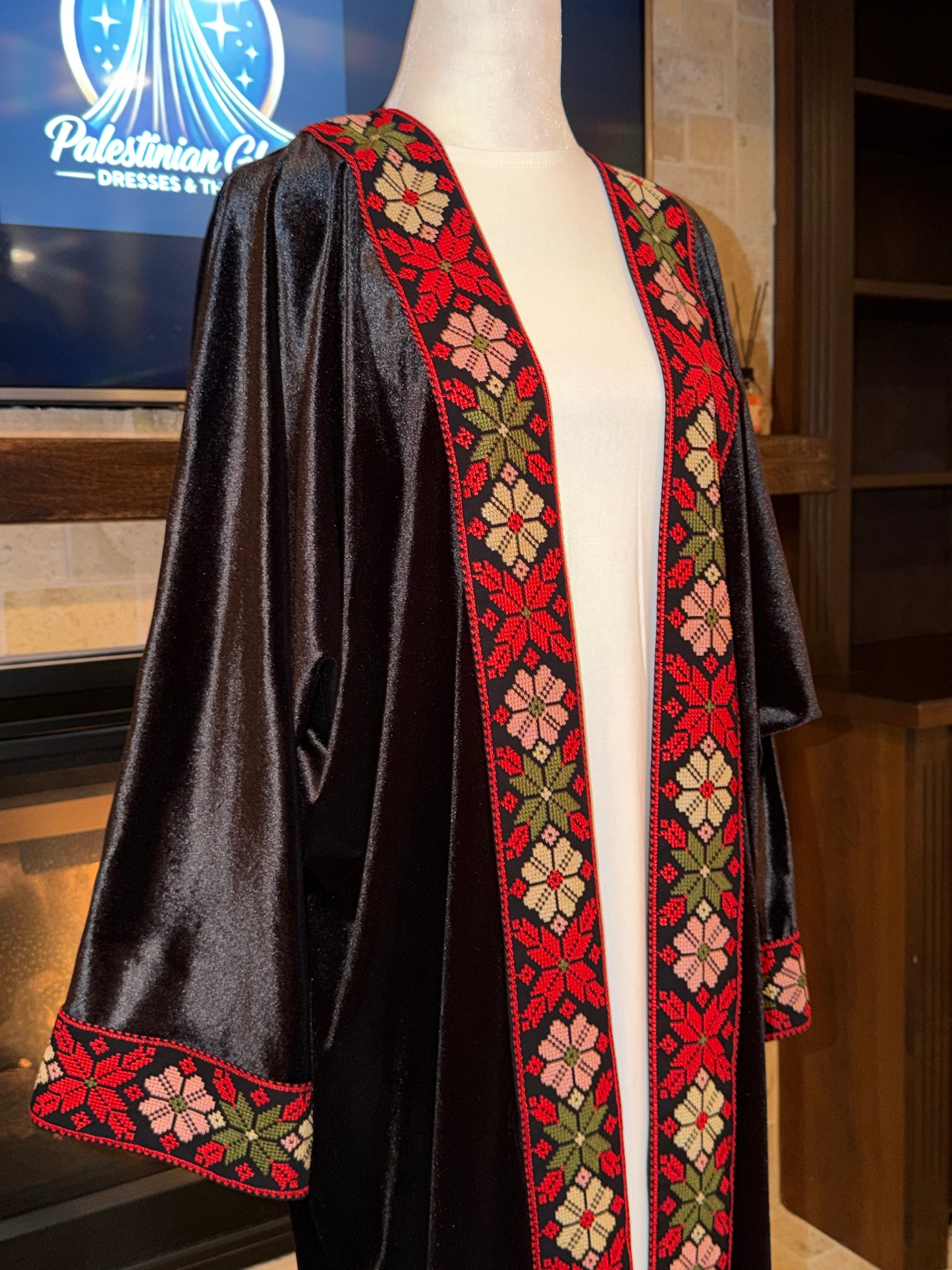 Velvet Black Red Multicolor Palestinian Besht