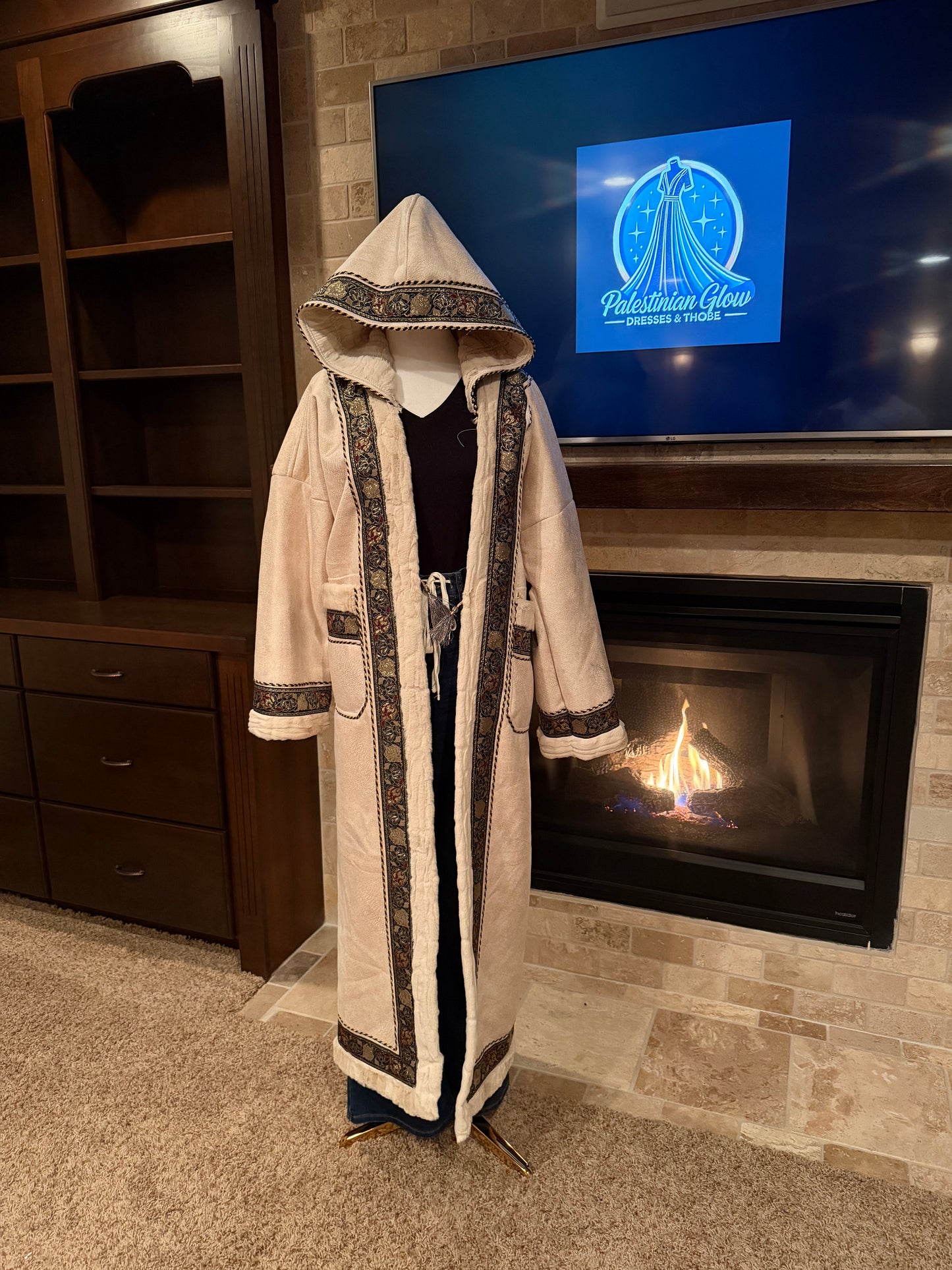 Farwa Women's Vintage Fleece Pocket Long Sleeve Hoodie Coat - فروه