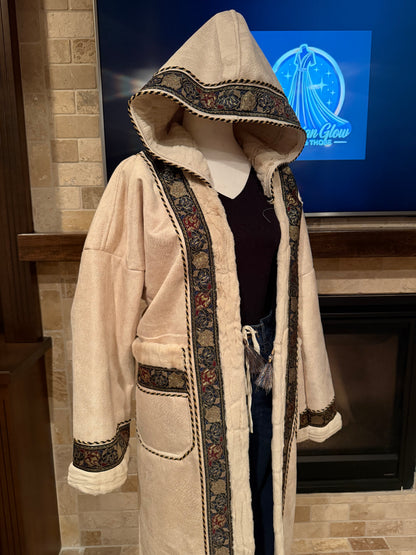 Farwa Women's Vintage Fleece Pocket Long Sleeve Hoodie Coat - فروه