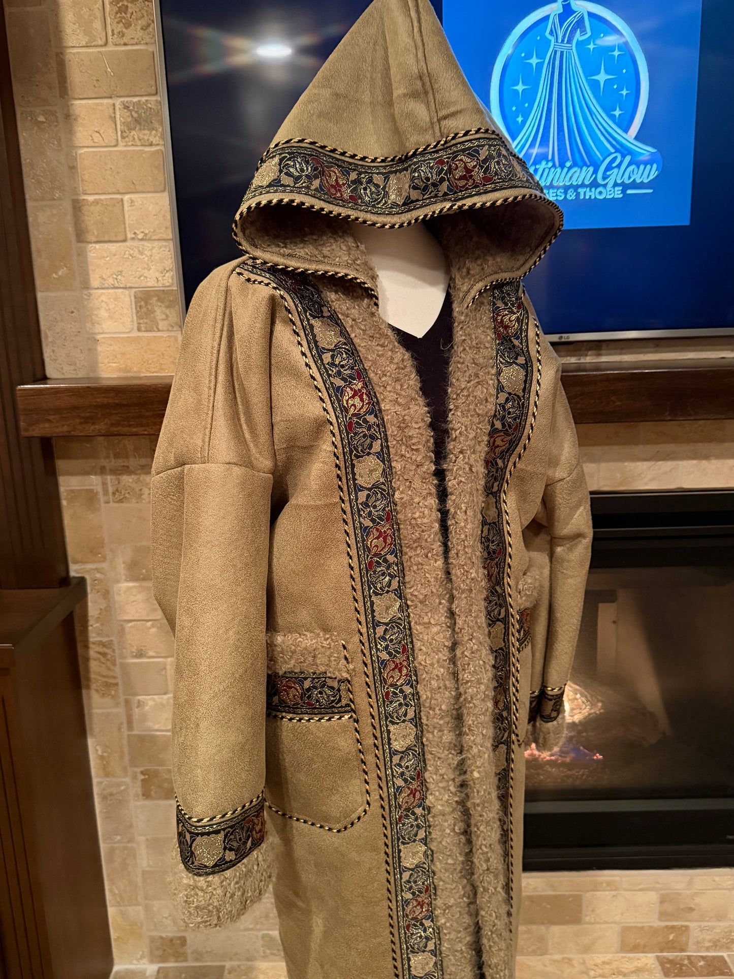 Farwa Women's Vintage Fleece Pocket Long Sleeve Hoodie Coat - فروه